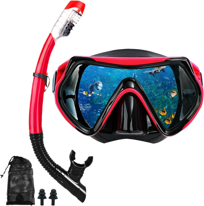 DIPUKI Snorkeling Gear for Adults, Dry Snorkel Mask Set, Scuba Diving Snorkle mask Set Adult, Panoramic Wide View Anti-Fog Dive mask, Swimming Diving Snorkeling Packages - Image 1